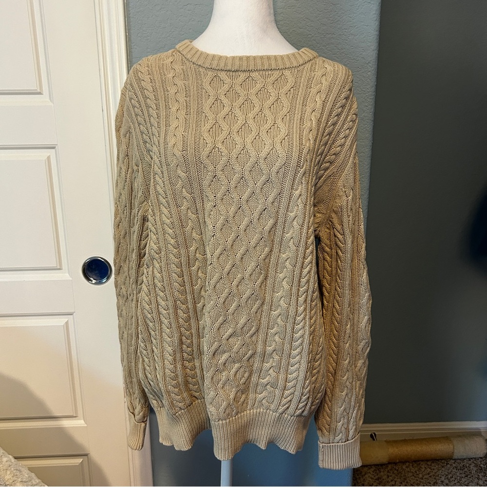 ST. JOHN’S BAY Cream Cable Knit Fisherman’s Sweater M - Picture 1 of 6